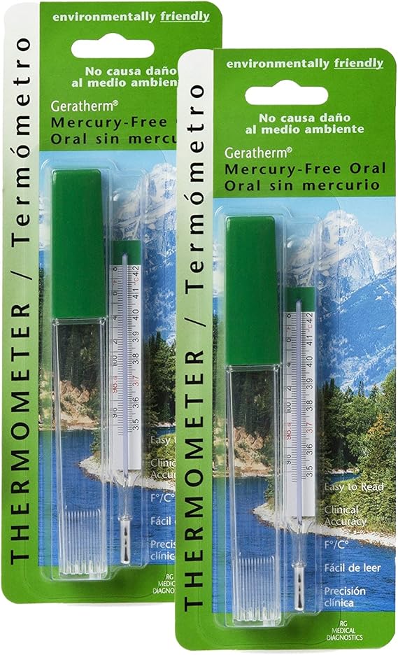 Geratherm Mercury Free Oral Glass Thermometer, Pack of 2
