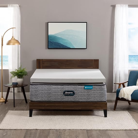 Beautyrest Black Diamond Cooling, Pressure-Relieving Memory Foam Mattress Topper, King, 3-Inch, Grey