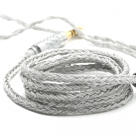 2 Pin IEM Cord, 24-Core Silver-Plated Braided, 4.1ft (1.25m), 4.4mm to MMCX & 2-Pin Connectors for in-Ear Monitors