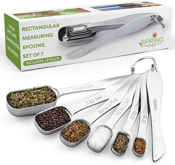 Spring Chef Nesting Stainless Steel Measuring Spoons Set of 7 with Leveler