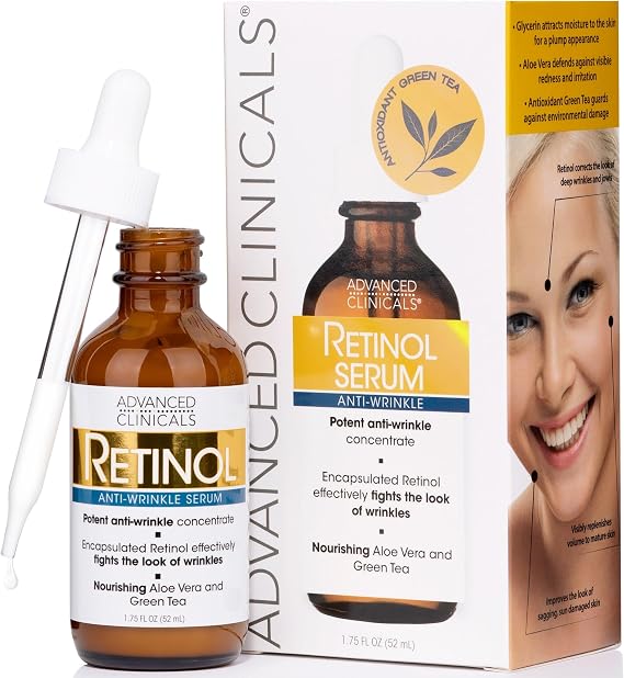 Advanced Clinicals Retinol Serum, Skin Care, Moisturizing, 1.8 fl oz 52 ml