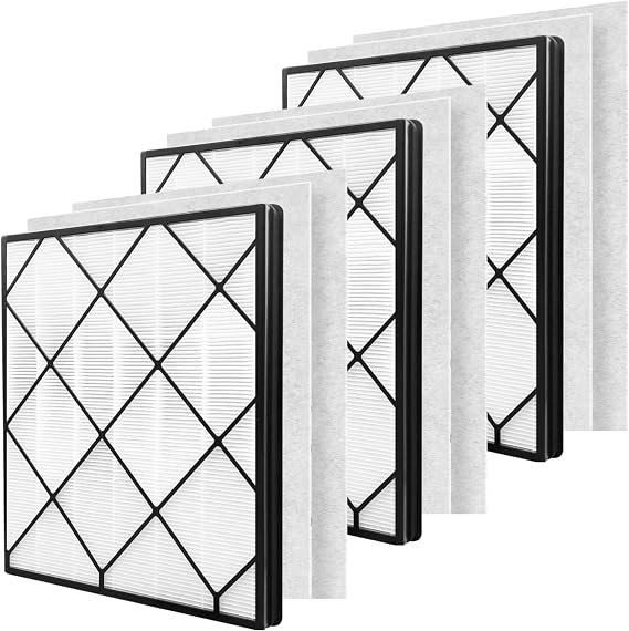 3 Pack Replacement Filters + 6 Washable PreFilters for Shark 4Fan HE400/HE401/HE402/HE405/UA415