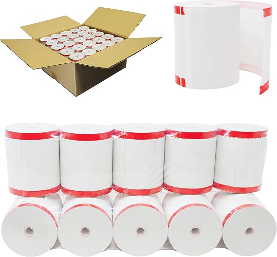 BuyRegisterRolls (50 Rolls - Coreless) 3 1/8 x 230 (48 GSM Paper Thickness) BPA Free Premium A Grade POS Thermal Receipt Printer Paper