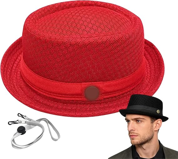 Pork Pie Hat Breathable Mesh Fedora Hat for Men Women, Lightweight Foldable Summer Sun Hat for Beach Travel Party
