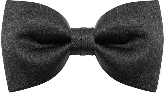 Mens Black Bow Tie Matte Satin Silk Adjustable Solid Pre-tied Bow Ties