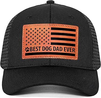 Dog Dad Gifts for Men Best Dog Dad Gifts Idea for Husband - Funny and Meaningful, Comfortable Baseball Cap Men Love - Dogfather Gift w Premium Leather Patch and American Flag Design Black