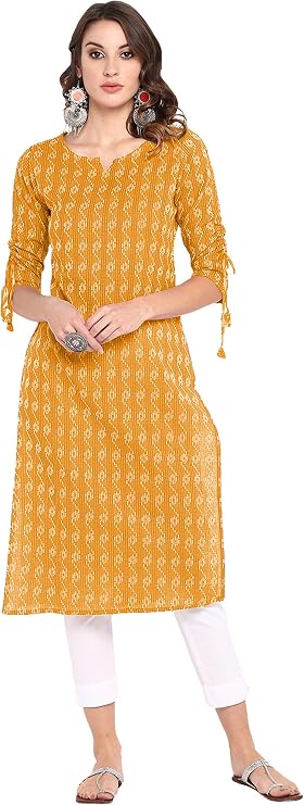 Janasya Women's Pink Pure Cotton Kurta