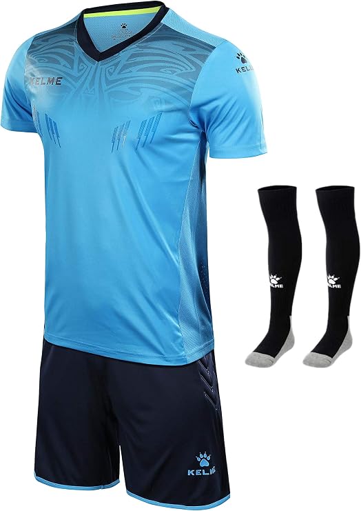 KELME Soccer Goalkeeper Jersey Short Sleeve Uniform Kit - Mens Padded Football Goalie Shirt Shorts Socks Unisex Adult Sizes
