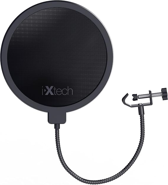 Pop Filter for Mic Microphone, Blue Yeti Mic Pop Filter Dual Layered Wind Pop Screen with a Flexible 360 Degree Gooseneck Clip Stabilizing.