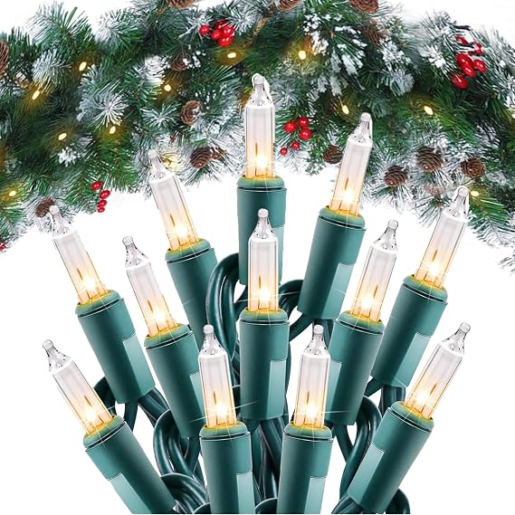 Minetom 100 Count 20 Feet Christmas String Lights, Incandescent Bulb Mini Lights for Outdoor Indoor Xmas Tree Birthday Wedding Party Festival Christmas Decorations Decor