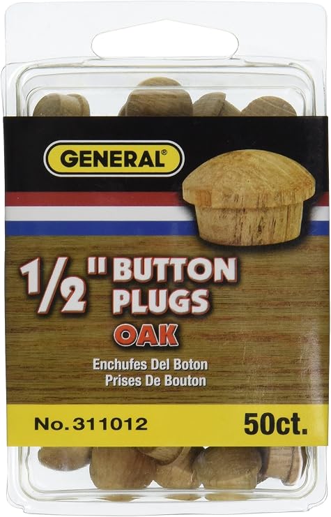 General Tools 311012 1/2-Inch Button Plugs, Oak, 50-Pack