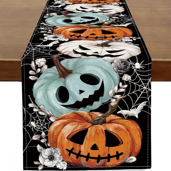 Baccessor Halloween Spooky Pumpkin Table Runner