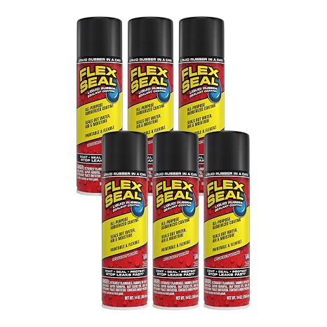 Flex Seal Spray Rubber Sealant Coating, 14-oz, Black (6 Pack)
