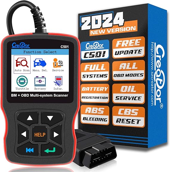 Creator C501 OBD2 Scanner Fit for BMW Mini EPB ABS SRS DPF Oil Reset All Systems Scan Tool with Battery Registration OBDII Code Reader Diagnostic Tool [New Version Update of C110+ C310+ C410 C420]