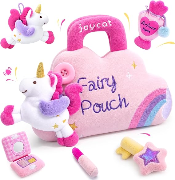 JoyCat My First Purse Toddler Toy, 5PCS Unicorn Pretend Play Set, Baby Gift