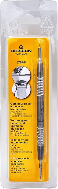 New Package Bergeon 6767-F Watch Spring Bar Tool - Long Stainless Steel Handle with Replaceable Screw