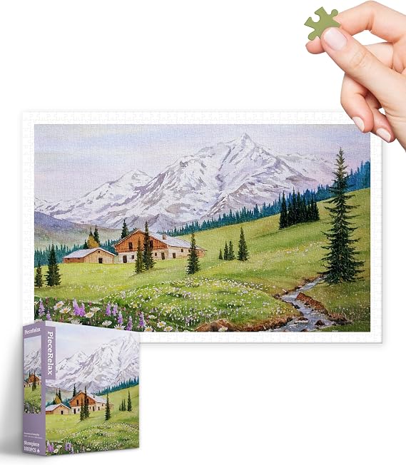 PieceRelax Plastic Jigsaw Puzzles for Adults 1000 Pieces - Mountainous Tranquility Most Satisfying Table Games and Gifts No Puzzle Mat Required [H3799]