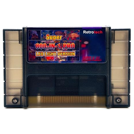 Retrotech Super 800 In 1 Multi Game Cartridge LED Version For SNES Game Console, Includes Retrotech Printed Instructions