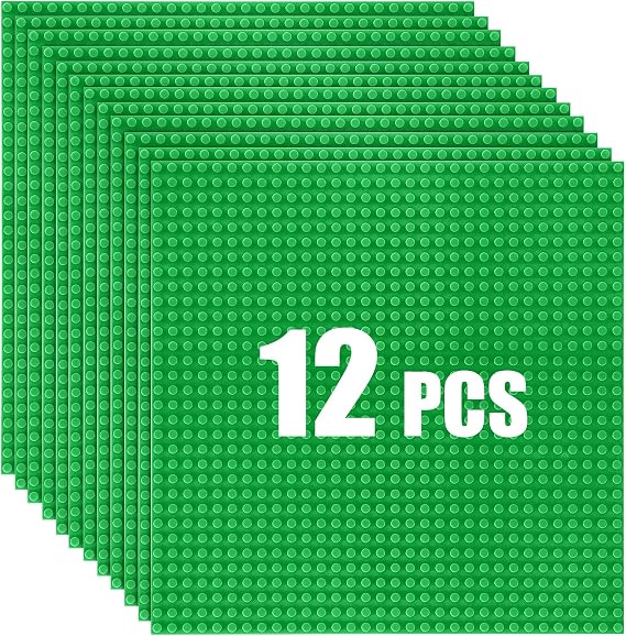 HUIZDQ Pack of 12 Classic Base Plates for Building Blocks 100% Compatible with All Major Brands with 32 x 32 Knobs (Green)