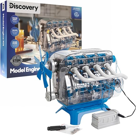 Discovery DIY Model Engine Kit for Kids, Ages 8+ | Model Engine Kit, Build A Working 4-Cycle Engine, Visible Pistons & Valves, STEM Engineering