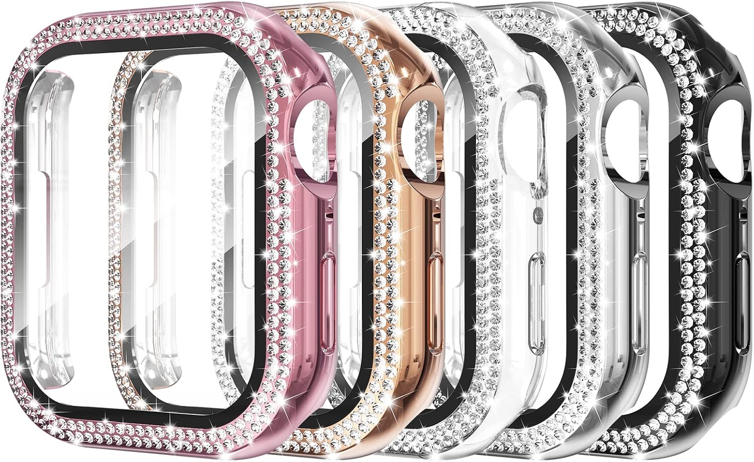 Simpeak 5-Pack Women Bling Screen Protector Case Compatible with Apple Watch 38mm 40mm 41mm 45mm Series 10 42mm 46mm, Screen Case Compatible with iWatch Series 10 9 8 7 6 5 4 3 2 1 41mm