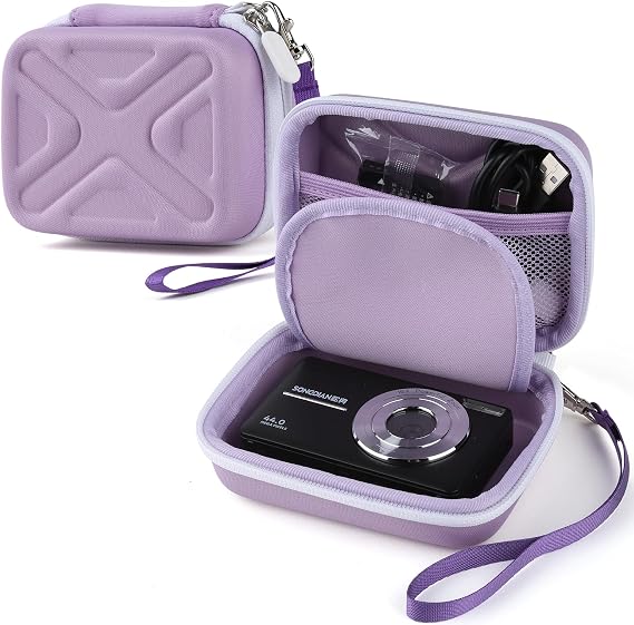 Digital Camera Case for AbergBest 21 Mega Pixels 2.7" LCD Rechargeable HD/Kodak Pixpro/Canon PowerShot ELPH 180/190/Sony DSCW800/DSCW830 Cameras, Travel Carrying Protective Case for Camera- Purple