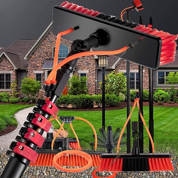 WZFANJIJ Water Fed Pole Kit,Window and Solar Cleaning Pole Water Fed Telescopic Brush,Window and Solar Panel Cleaning System Windows Cleaning & Washing,10.8M/36FT