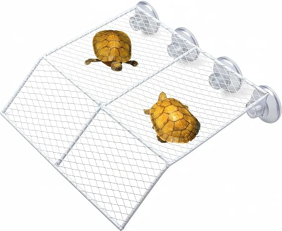 Turtle Basking Platform Large,Heavy Duty Metalturtle Platform for Aquarium,Turtle Tank Accessories, Rustproof Material with Strong Suction Cups, White 11"x11"x1.7"