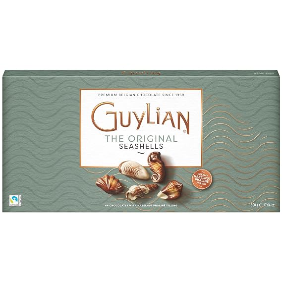Guylian Belgian Chocolate Seashells, 44 Pieces Hazelnut Praline, 17.64 oz | Gourmet Treat, White, Milk and Dark Chocolate, Candy Gift Box for Women and Men, Individually Portioned, Great Gift Idea