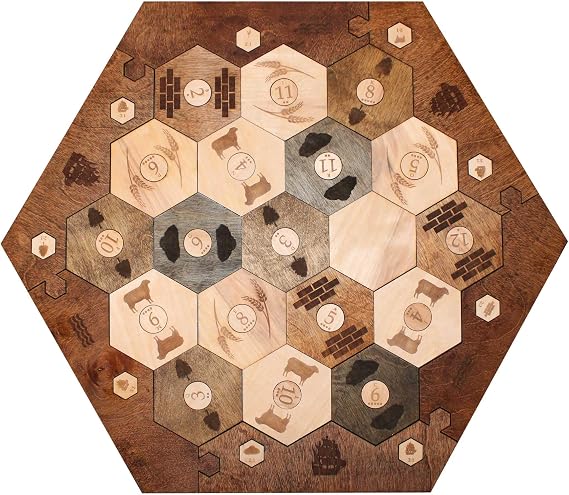 Custom Wood Settler Game Board - 2-4 Players | Main Board Red Oak Frame | Compatible with Settler's of Catan