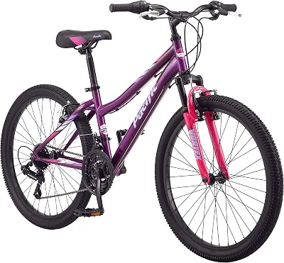 Pacific Cavern Mountain Bike, 20, 24 or 26 Inch Bike for Kids and Adults, 7 or 21 Speed, Durable Steel Frame, Suspension Fork, Hand Brakes, Twist Shifter, Knobby Mountain Tires, for Girls and Boys