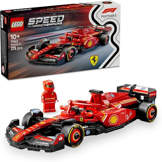LEGO Speed Champions Ferrari SF-24 F1 Race Car 77242 – Collectible Driver Minifigure for Girls and Boys 10 Years Old and Over Production Set, Model Kit for Engine Fans (275 Pieces)
