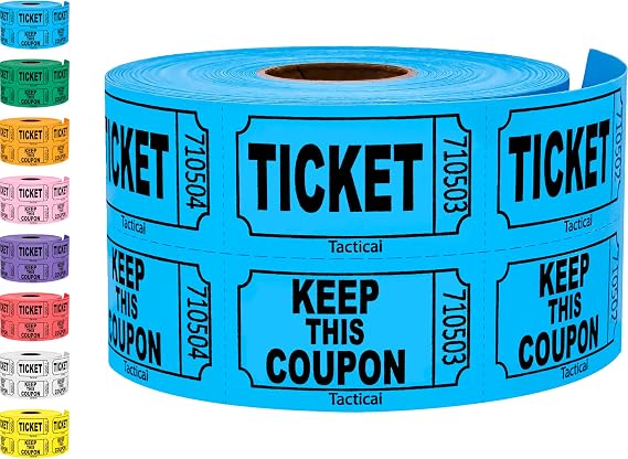Tacticai 500 Raffle Tickets, 50/50 Double Roll, Blue