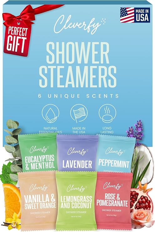 Cleverfy Shower Steamers Aromatherapy Gifts for Women and Men, 6 Tablets