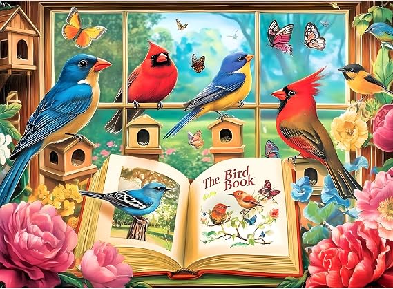 Jigsaw Puzzles for Kids Adults Seniors 300 Pieces, Bird Book 300 Pieces Adult Puzzle, Challenging Yet Relaxing Pieces Puzzle Game for Kids Adults Seniors, Thick Cardboard Jigsaw Puzzle