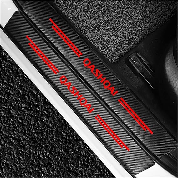 4pcs Car Door Sill Protector for NIS-san Qashqai J10 J11 J12 2009-2021 Tuning Accessories, Car Threshold Scuff Plate Styling Decorate Self-Adhesive Carbon Fiber Stickers,Black