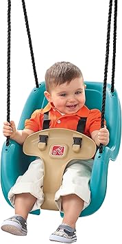 Step2 Infant to Toddler Swing, Baby Outdoor Swing, Backyard Bucket Style Swing Seat, Secure Harness, Outside Weather-Resistant Rope, Attach to Playset, For Toddlers 9 Months -3 Years Old