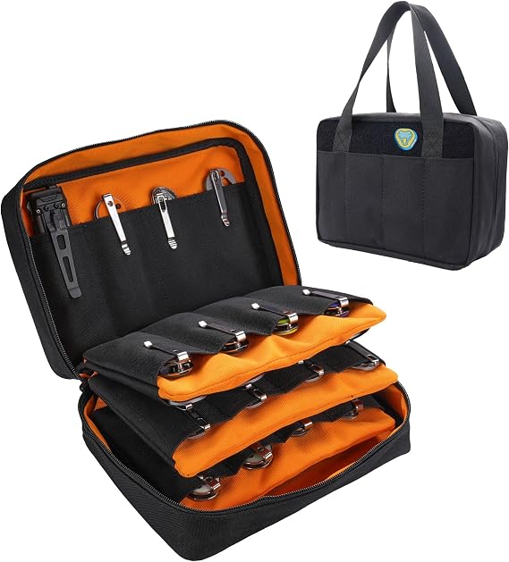 VIPERADE VE40 Knife Display Case with 40 Slots, Folding Knives Storage Holder, Knife Collection Carrier Bag for Folding Knives Flashlights Multitools