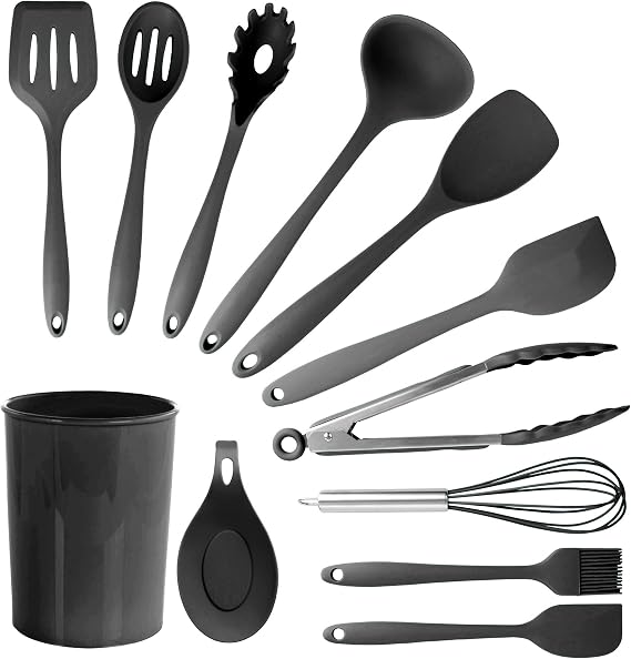 Megachef Tool Cookware Utensil Set, 12 Piece, Black