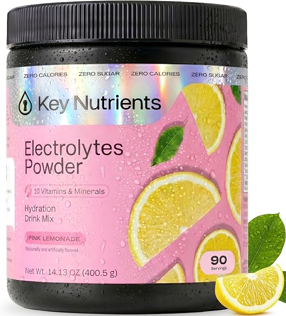 KEY NUTRIENTS Multivitamin Electrolytes Powder, Pink Lemonade, 90 Servings