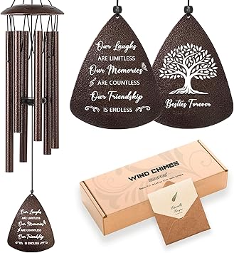 Soopau Gifts for Best Friend Women Men, 32" Bronze Wind Chimes Friendship Gifts, Bestie Gift for Women, Christmas Birthday Gift Idea for Bestfriend BFF
