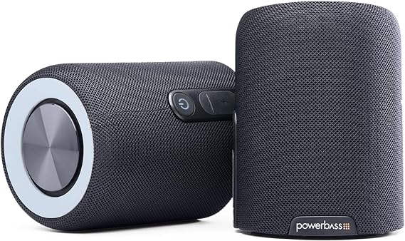 PowerBass BT200 Bluetooth Portable Dual Speaker, Black, IPX7 Waterproof, Splittable Stereo Sound