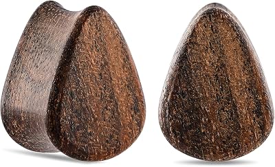 Ear Expander Tear Drop Vintage Natural Wood Earrings Tunnel and Plugs Double Flared Ear Gauges Square Water Drop Ear Stretcher 0G-58” Body Piercing Jewelry for Men Women