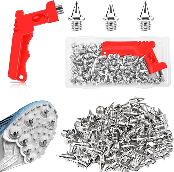 90PCS Track Spikes Golf Shoe Spikes,1/4 Inch Stainless Steel Track and Cross Country Spike with Wrench, Replacement Spike for Sprint Sports Short Running Shoes