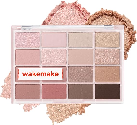 WAKEMAKE Soft Blurred Eye Palette 26 - Mute Rose Blurred, Best of Beauty Korea Award, 16 Colors, Matte, Glitter, Korean Cosmetics, Everyday Eyeshadow Palette, Eyeshadow, Natural Color Development