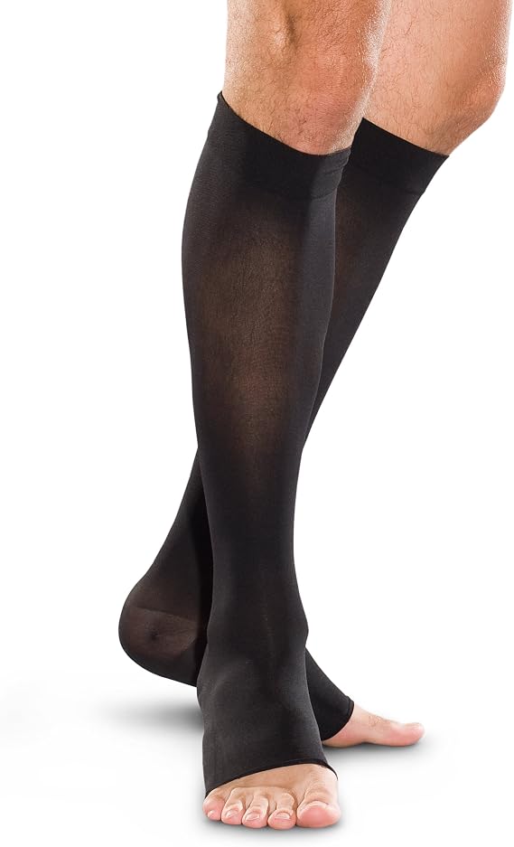THERAFIRM Open-Toe Knee High Stockings - 20-30mmHg Moderate Compression Support Nylons