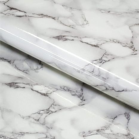 Self Adhesive Vinyl Marble Countertop Peel and Stick Waterproof | Drawer Liner Roll 89" x 16"| Wallpaper that can be Used as a Kitchen Wall Art, Countertop Paper