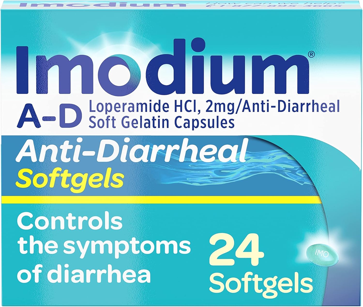 Imodium A-D Diarrhea Relief Softgels with Loperamide HCl, Anti-Diarrheal Medicine to Help Control Symptoms of Diarrhea Due to Acute, Travelers Diarrhea, HSAFSA Eligible, 24 ct