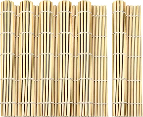 6 PCS 9.5" x 9.5" Natural Bamboo Sushi Rolling Mat