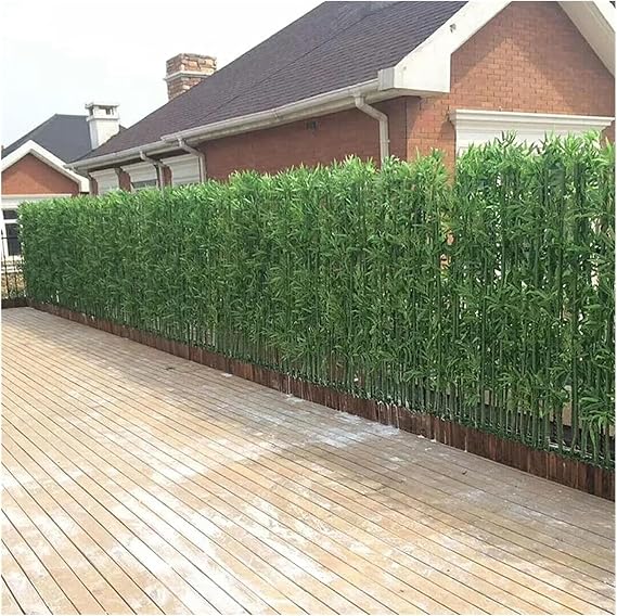 Bamboo outdoor privacy screen Patio Artificial Bamboo Plants 1m 1.2m 1.5m 1.8m 2m Tall, Fake Tall Bamboo Tree Greenery Wall DIY Decor for Garden Screen Backyard Fencing(1.5m/4.9ft Tall,90x18x1